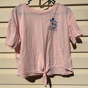 Disney Mickey Mouse Embroidered Crop T-Shirt - size small